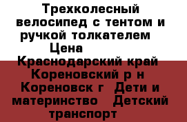 Трехколесный велосипед с тентом и ручкой-толкателем › Цена ­ 3 500 - Краснодарский край, Кореновский р-н, Кореновск г. Дети и материнство » Детский транспорт   